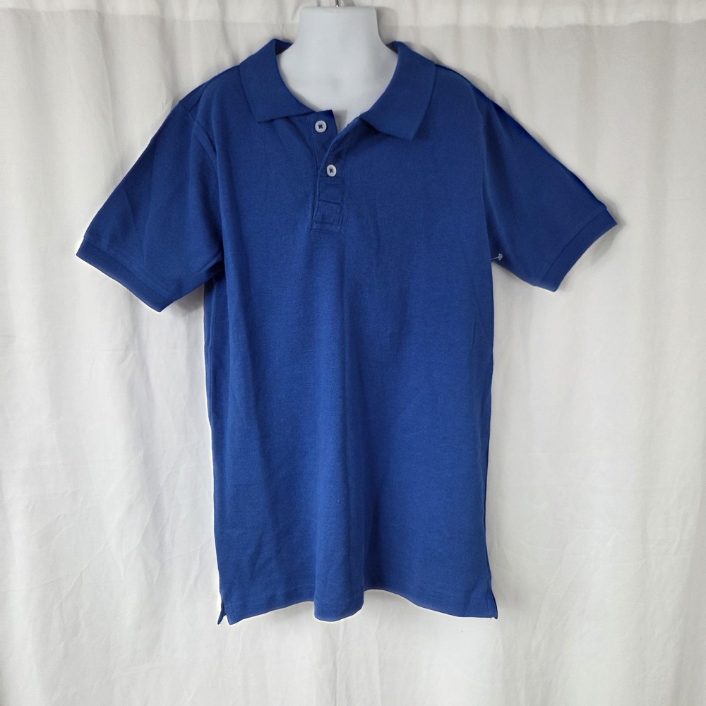 Copper Denim Polo Shirt Boys 10-12 Blue Short Sleeve Tagless Jersey Cotton Top